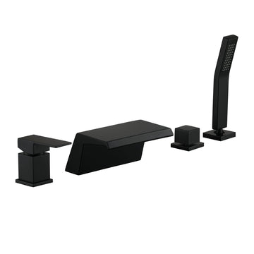 Boyel Living Single-Handle Tub Deck Mount Roman Tub Faucet with Hand Shower and Water Suply Hose