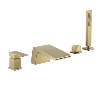 Boyel Living Single-Handle Tub Deck Mount Roman Tub Faucet with Hand Shower and Water Suply Hose