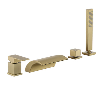 Boyel Living Single-Handle Tub Deck Mount Roman Tub Faucet with Hand Shower and Water Supply Hose