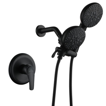 Boyel Living 5-Spray Patterns with 2.5 GPM 4.72 in. Wall Mount Dual Shower Heads (Valve and Handle Trim Included)