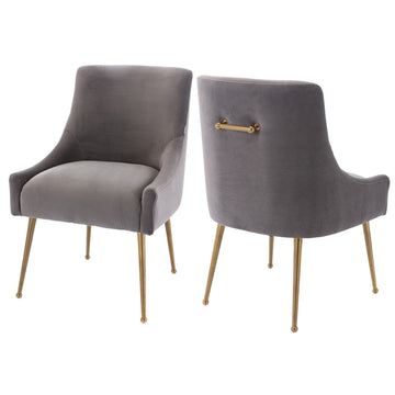 Boyel Living Velvet Dining Chair with Pulling Handle and Adjustable Foot Nails(Set of 2)