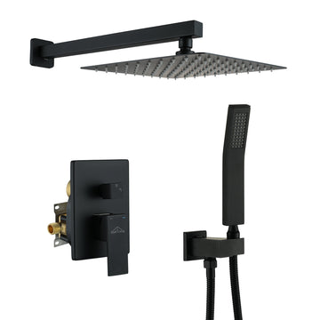 Boyel Living 1-Spray Patterns with 2.5 GPM 10 in. Square Wall Mount Dual Shower Heads with Pressure Balance Valve