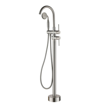 Boyel Living 6 GPM 2-Handle Floor Mount Freestanding Tub Faucet with Hand Shower and Built-in Valve