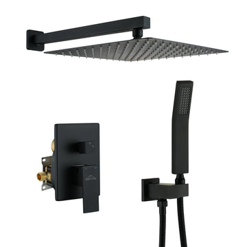 Boyel Living 1-Spray Patterns with 2.5 GPM 12 in. Square Wall Mount Dual Shower Heads with Pressure Balance Valve