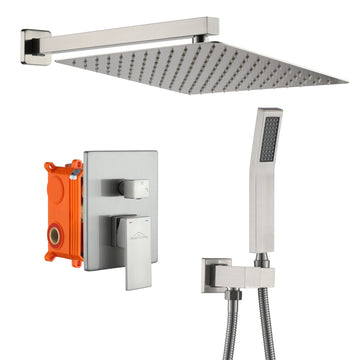 Boyel Living 1-Spray Patterns with 2.5 GPM 12 in. Wall Mount Dual Shower Heads with Pressure Balance Valve