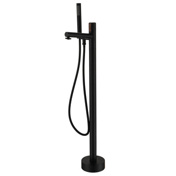 Boyel Living Modern Single-Handle Floor Mount Freestanding Tub Faucet with Hand Shower and Built-in Valve in Matte Black