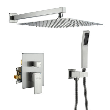 Boyel Living 1-Spray Patterns with 2.5 GPM 12 in. Square Wall Mount Dual Shower Heads with Pressure Balance Valve