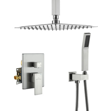 Boyel Living 1-Spray Patterns with 2.5 GPM 10 in. Ceiling Mount Dual Shower Heads with Pressure Balance Valve