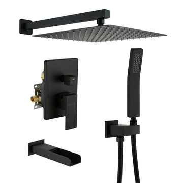 Boyel Living Wall Mount Single-Handle 1-Spray Tub and Shower Faucet with Handheld Shower - 12 Inch (Valve Included)