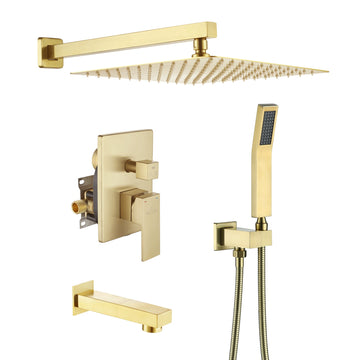 Boyel Living 1-Spray Patterns with 2.5 GPM 12 in. Square Wall Mount Dual Shower Heads with Pressure Balance Valve