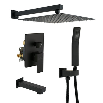 Boyel Living 1-Spray Patterns with 2.5 GPM 12 in. Square Wall Mount Dual Shower Heads with Pressure Balance Valve