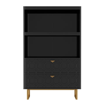 2-shelf Bookcase with Storage Drawers