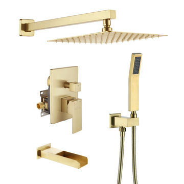 Boyel Living Wall Mount Single-Handle 1-Spray Tub and Shower Faucet with Handheld Shower - 10 Inch (Valve Included)