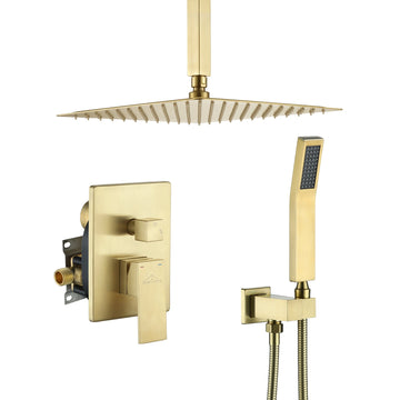 Boyel Living 1-Spray Patterns with 2.5 GPM 12 in. Ceiling Mount Dual Shower Heads with Pressure Balance Valve