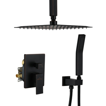 Boyel Living 1-Spray Patterns with 2.5 GPM 10 in. Ceiling Mount Dual Shower Heads with Pressure Balance Valve