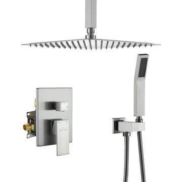 Boyel Living 1-Spray Patterns with 2.5 GPM 12 in. Ceiling Mount Dual Shower Heads with Pressure Balance Valve