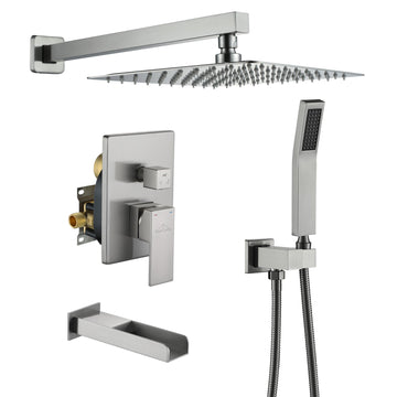 Boyel Living Wall Mount Single-Handle 1-Spray Tub and Shower Faucet with Handheld Shower - 10 Inch (Valve Included)