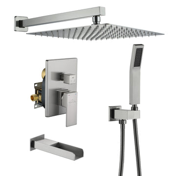 Boyel Living Wall Mount Single-Handle 1-Spray Tub and Shower Faucet with Handheld Shower - 12 Inch (Valve Included)
