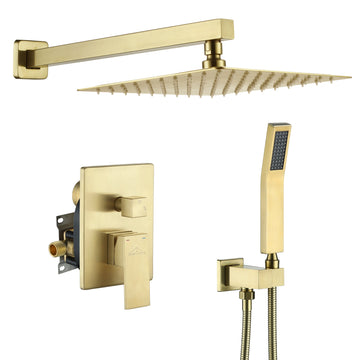 Boyel Living 1-Spray Patterns with 2.5 GPM 10 in. Square Wall Mount Dual Shower Heads with Pressure Balance Valve