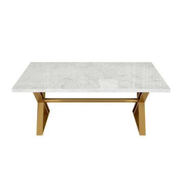 70.8¡± Marble Dining Table with Stainless Steel Legs