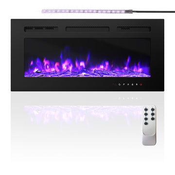 Boyel Living 36 in. Direct Vent Electric Fireplace Insert with Remote Control and LED Strip