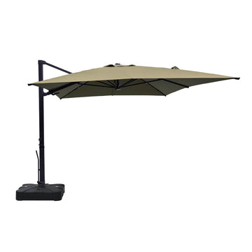 Boyel Living 10 ft 360¡ã Rotation Square Cantilever Patio Umbrella with BaseandLED Light