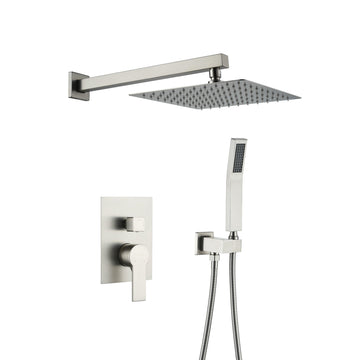 Boyel Living 1-Spray Patterns with 2.5 GPM 10 in. Wall Mount Dual Shower Heads with Pressure Balance Valve