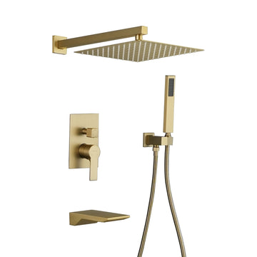 Boyel Living Wall Mount Single-Handle 1-Spray Tub and Shower Faucet with 12 in. Fixed Shower Head (Valve Included)