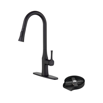 Boyel Living 2-Spray Patterns Single Handle Pull Down Sprayer Kitchen Faucet with Deckplate Included and Glass Rinser