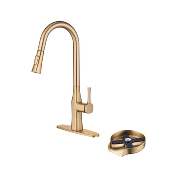 Boyel Living 2-Spray Patterns Single Handle Pull Down Sprayer Kitchen Faucet with Deckplate Included and Glass Rinser