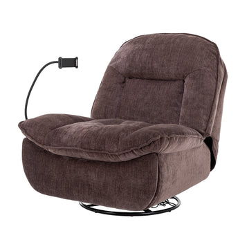 Boyel Living Chenille Fabric Swivel Recliner with Mobile Phone Bracket