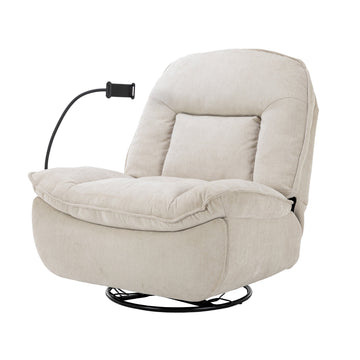 Boyel Living Chenille Fabric Swivel Recliner with Mobile Phone Bracket