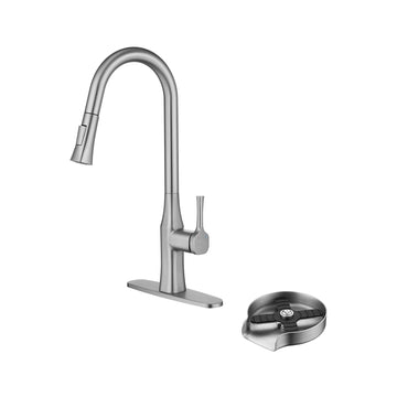 Boyel Living 2-Spray Patterns Single Handle Pull Down Sprayer Kitchen Faucet with Deckplate Included and Glass Rinser
