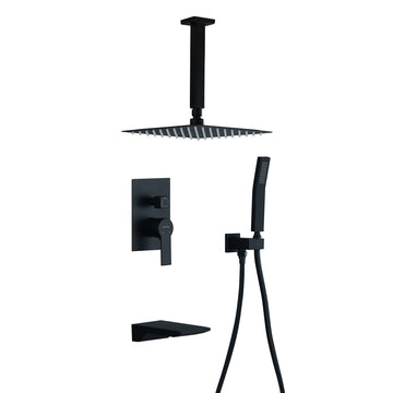 Boyel Living Ceiling Mount Single-Handle 1-Spray Tub and Shower Faucet with 10 in. Fixed Shower Head (Valve Included)