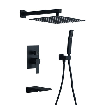 Boyel Living Wall Mount Single-Handle 1-Spray Tub and Shower Faucet with 12 in. Fixed Shower Head (Valve Included)