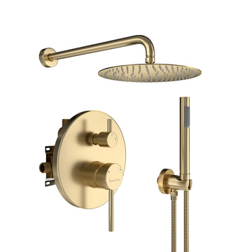 Boyel Living 1-Spray Patterns with 2.5 GPM 8 in. Wall Mount Dual Shower Heads (Valve Not Included)