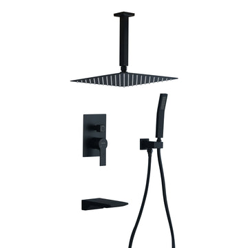 Boyel Living Ceiling Mount Single-Handle 1-Spray Tub and Shower Faucet with 12 in. Fixed shower head (Valve Included)