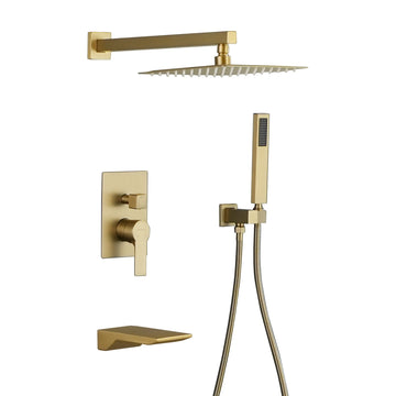 Boyel Living Wall Mount Single-Handle 1-Spray Tub and Shower Faucet with 10 in. Fixed Shower Head (Valve Included)
