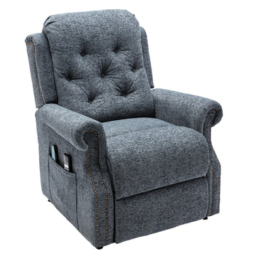 Boyel Living Elderly Soft Chenille Fabric Power-Lift Recliner with 8-Point Massage and Remote Control