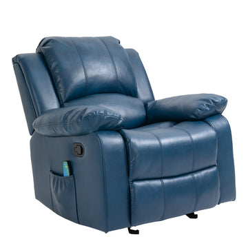 Boyel Living Heavy Duty Faux Leather 8-Point Massage Glider Recliner with Remote Control and Side Pocket