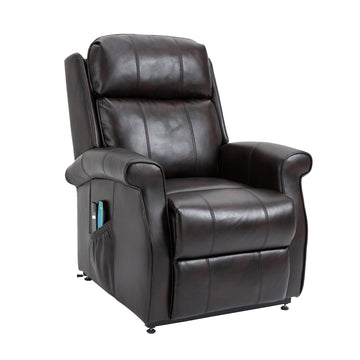 Boyel Living Faux Leather Elderly Power Lift Recliner 8-Point Massage Reclining Chair with Side Pocket and Remote Control