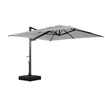 Boyel Living 10 ft 360¡ã Rotation Square Cantilever Patio Umbrella with BaseandLED Light
