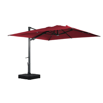 Boyel Living 10 ft 360¡ã Rotation Square Cantilever Patio Umbrella with BaseandLED Light