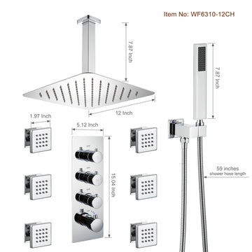 Chrome-Celling-Mount-Thermostatic-Rain-Shower-System-with-Handheld-Shower-and-Wall-Body-Jets-3-Functions-Wall-Mount-Shower-Faucet