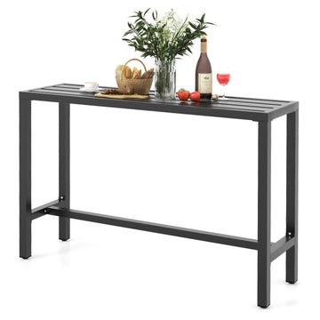 55 Inch Outdoor Bar Table with Waterproof Top and Heavy-duty Metal Frame-L