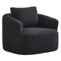 Mid-Century Modern Accent Chair, Upholstered Armchair Living Room Chair, Comfy Single Sofa Chair with Sturdy Legs, Polyester Fabric Chair for Living Room Bedroom,Black