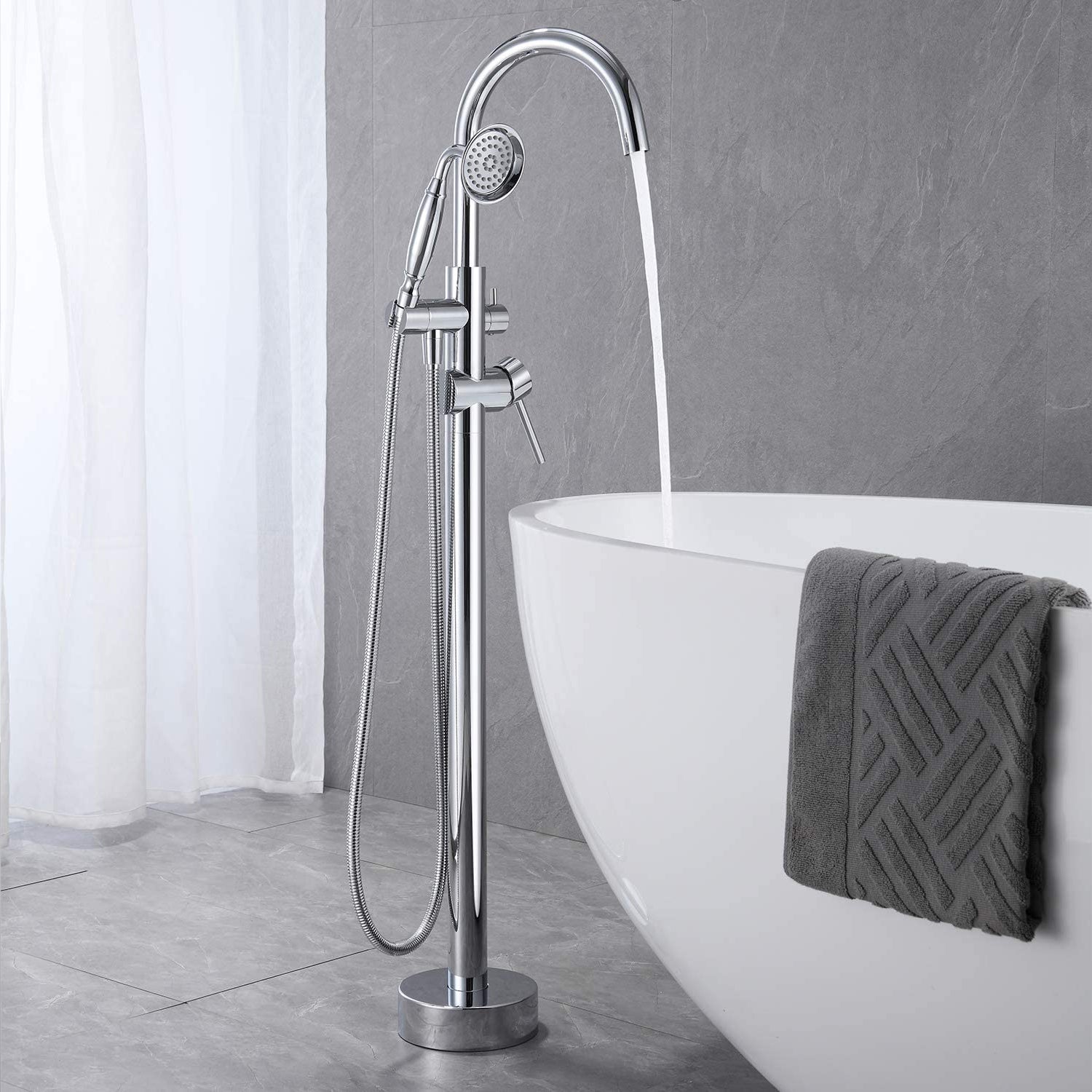 featuring a swan-like high arched spout, a single level handle