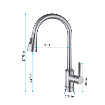 Single Handle High Arc Pull out Kitchen Faucet in Brushed Nickel