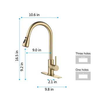 Kitchen Faucet with Pull Out Sprayer in Brushed Gold