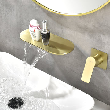 Boyel Living Single Handle Wall Mounted Faucet with Valve in Brushed Gold